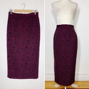 VINTAGE plum purple high waist pencil midi skirt